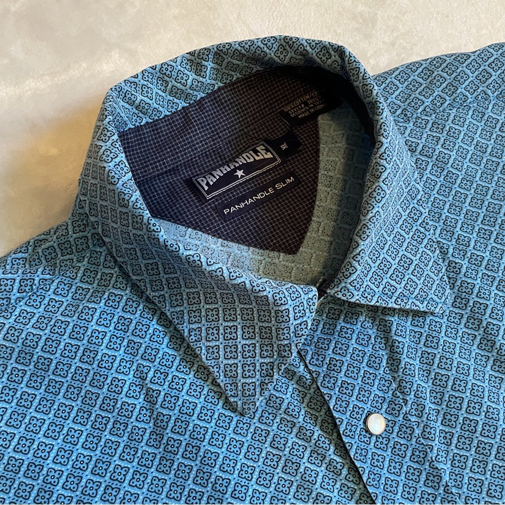 * Panhandle Slim Western Pearl Snap Shirt Mens Sz XL Blue Cowboy Long